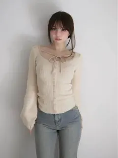 Lil lace knit tops Andmary ivory - メルカリ