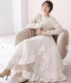 COCO DEAL ウェーブフレアオーガンジースカート アイボリー サイズM