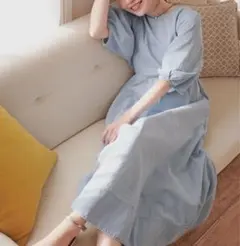 natural couture ランタンスリーブワンピース M