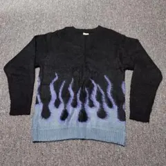 Y2K Penneys ニット セーター フレイム ファイヤーパターン モヘヤ