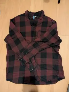 DIVIDED 赤黒チェック 長袖シャツ L