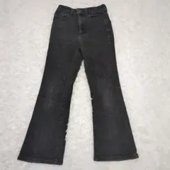 ジーユー フレアデニム【S】ブラック ベルボトムパンツ