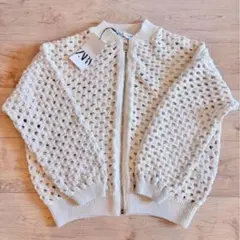 【新品・未使用】ZARA ニットカットワークボンバージャケット M