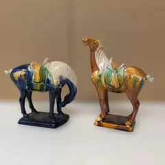 唐三彩 中国製 動物置物 馬 ラクダ 陶器製 唐三彩 骨董品 - メルカリ