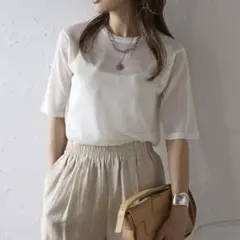 美品　半袖　シアー ニット　トップス