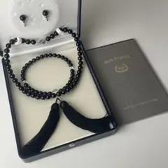 天然 黒珊瑚 珊瑚 ネックレス イヤリング 数珠 セット