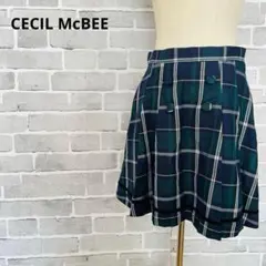 セシルマクビー チェック柄ミニスカート フロントボタン グリーン⁠ C103のサムネイル