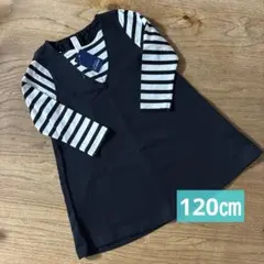 【新品】　女の子　ガールズ　ワンピース　長袖　120㎝　黒　ボーダー