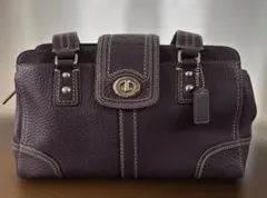COACH コーチ Y2K ターンロック ブラウン シボ革 ミニボストン - メルカリ