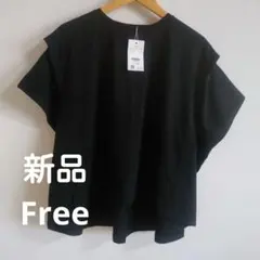 新品❤LOWRYS FARM スリットスリーブ TEE ブラック F体型カバーのサムネイル
