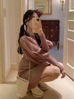 GRLボリュームスリーブミニニットワンピース[rut899]