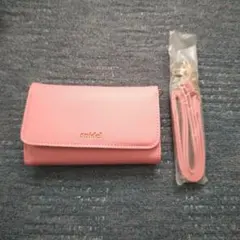 ピンク 三つ折り財布 合成皮革