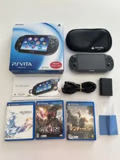 極美品 PS Vita PCH-1100 本体 クロスケース&ソフト3つ付き