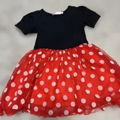 ミニーちゃん　ワンピース 半袖 黒/赤　130 ディズニー　お出かけ　女の子