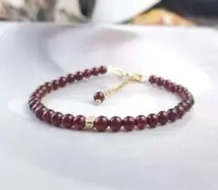 5A ワインレッドガーネット　4㎜　天然石　ブレスレット　1月誕生石