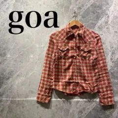 【美品】goa 長袖 シャツ レッド 赤 ブラウン 茶 チェック レディース