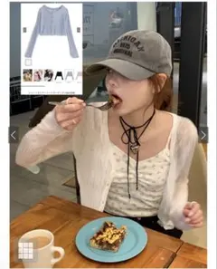 【匿名配送】 GRL an1338 ショート丈シアーニットカーディガン ホワイト