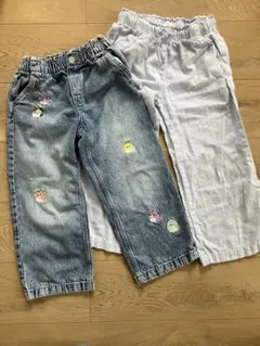 H&Mデニム長ズボンと麻ズボン110cm
