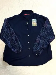 美品 グラニフ コジコジ 長袖 刺繍 シャツ 紺 ネイビー さくらももこ