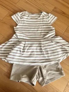 petit main ストライプ セットアップ　ショートパンツ 130