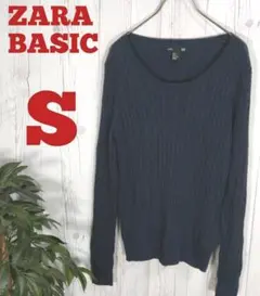 ★ ZARA BASIC ★ ニットセーター 【S】 紺　ケーブルニットのサムネイル