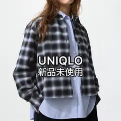 新品未使用UNIQLO フランネルボクシーシャツ/ブラック/S