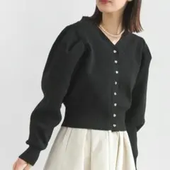 PICCIN PERLA ハートボタンタックスリーブカーディガン