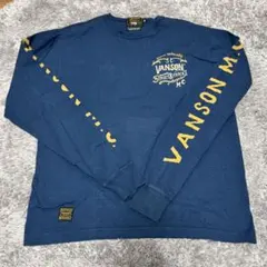 【美品】VANSON バンソン ロンT Mサイズ ネイビー 袖ロゴバックプリント