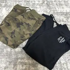 GAPジョガーパンツ　2点セット　メンズ　S.XS 迷彩　黒　裏起毛