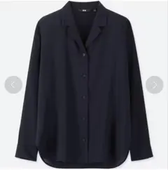 新品タグ付き　UNIQLO レーヨンエアリーオープンカラーブラウス　ネイビー　S
