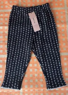 新品　コムサ　コムサイズム イージーパンツ レギンス　花柄パンツ 黒　100A