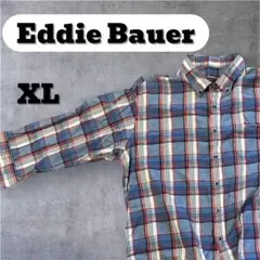 Eddie Bauer 七分袖チェックシャツ XL ゆったり