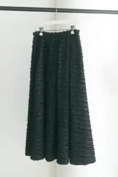 ミラオーウェン タックボリュームシャギーフレアロングスカート