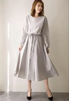 ワンピース レディース 秋 ロング 長袖 カジュアル おしゃれ 2XL グレー