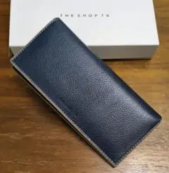 THE SHOP TK　新品　メンズ　レザーウォレット(ベージュ/ネイビー長)