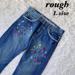 【美品】rough ロウ　カラフル刺繍デニム　Lサイズのサムネイル