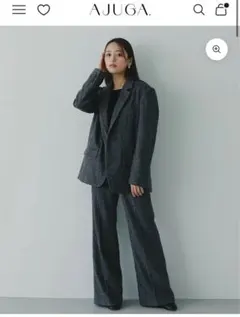 【セット売り】AJUGA ヘリンボーンウールツイードジャケット&ワイドパンツ