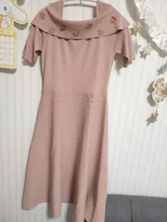 トッコ　半袖ニットワンピース　花　刺繍