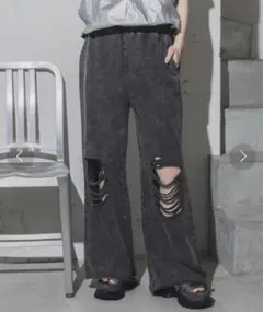 JEANASIS ダメージカコウスウェットパンツ/115727