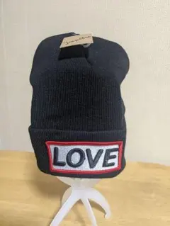 ニット帽2種　ブラックとピンク色違い