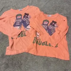 ミキハウス　DOUBLE.B オレンジ 長袖Tシャツ 2枚セット　120 100