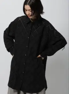 ニコアンド　刺繍チュニックシャツワンピース　ブラック