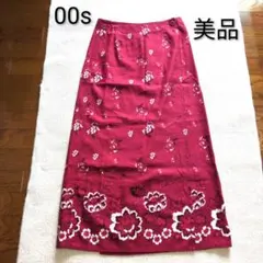美品·希少00sヴィンテージ　エディー・バウアー　リネン混花柄マキシ丈スカートのサムネイル