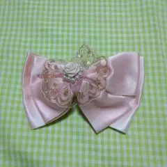 リボン型バレッタ ピンク