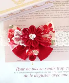 676ベビーヘアバンド　　和風　初節句　お宮参り　袴ロンパース髪飾り