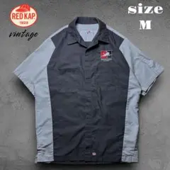 【美品 実物 古着】Red Kap 航空企業 刺繍ロゴ 半袖　ワークシャツ M