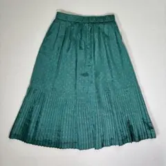 圓點圖案 百褶裙 氣質 復古 綠色