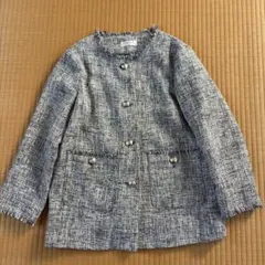 ノーカラーツイードジャケット ブラック・ホワイト