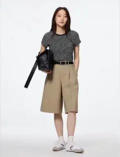 GU バミューダショートパンツNTQ+E M ベージュ ハーフパンツ