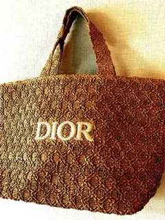 新品】Dior ディオール ロゴ刺繍 ラフィア調 トートバッグ 編み込み 大